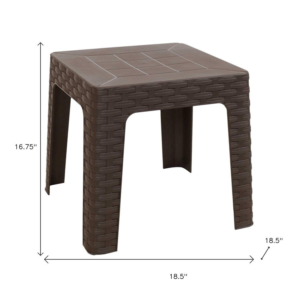 19" Brown Square Plastic Outdoor Side Table