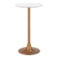 24" White and Gold Wood and Steel Rounded Bar Table