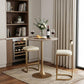 24" White and Gold Wood and Steel Rounded Bar Table