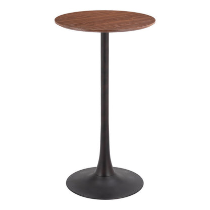 24" Brown and Black Wood and Steel Rounded Bar Table