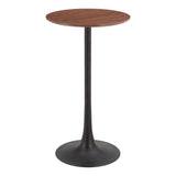 24" Brown and Black Wood and Steel Rounded Bar Table