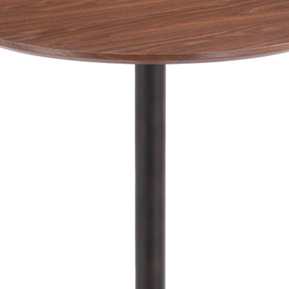 24" Brown and Black Wood and Steel Rounded Bar Table