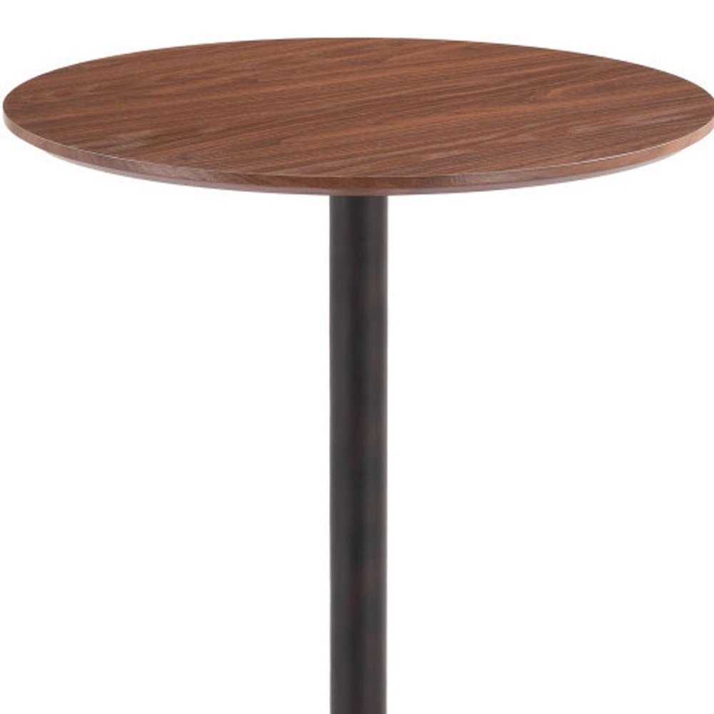 24" Brown and Black Wood and Steel Rounded Bar Table