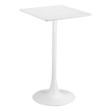 24" White Wood and Steel Square Bar Table