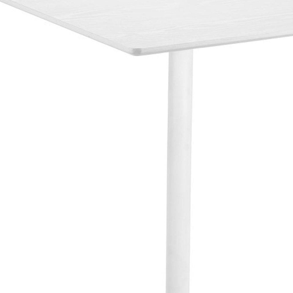 24" White Wood and Steel Square Bar Table