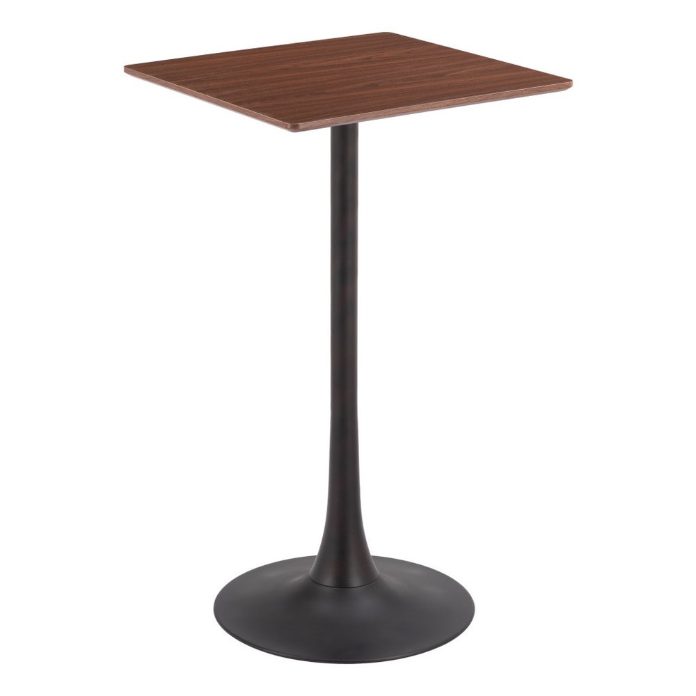 24" Brown and Black Wood and Steel Square Bar Table
