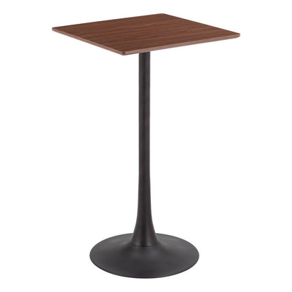 24" Brown and Black Wood and Steel Square Bar Table