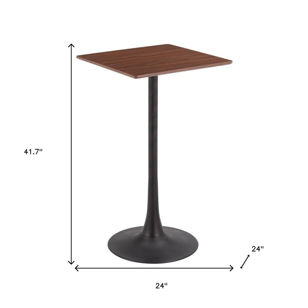 24" Brown and Black Wood and Steel Square Bar Table