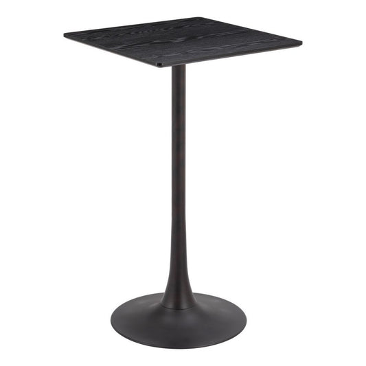 24" Black Wood and Steel Square Bar Table