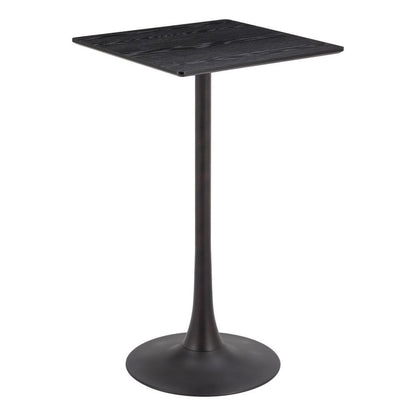 24" Black Wood and Steel Square Bar Table