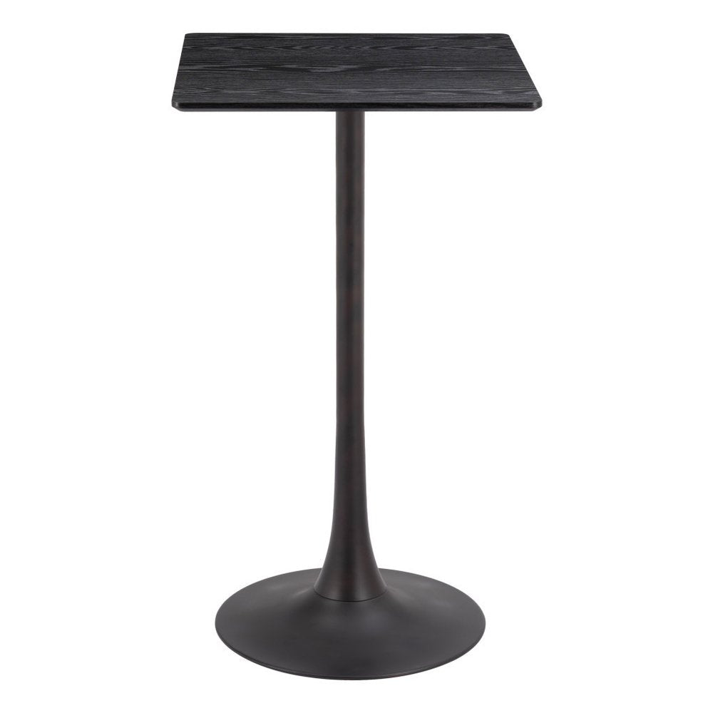 24" Black Wood and Steel Square Bar Table