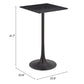 24" Black Wood and Steel Square Bar Table