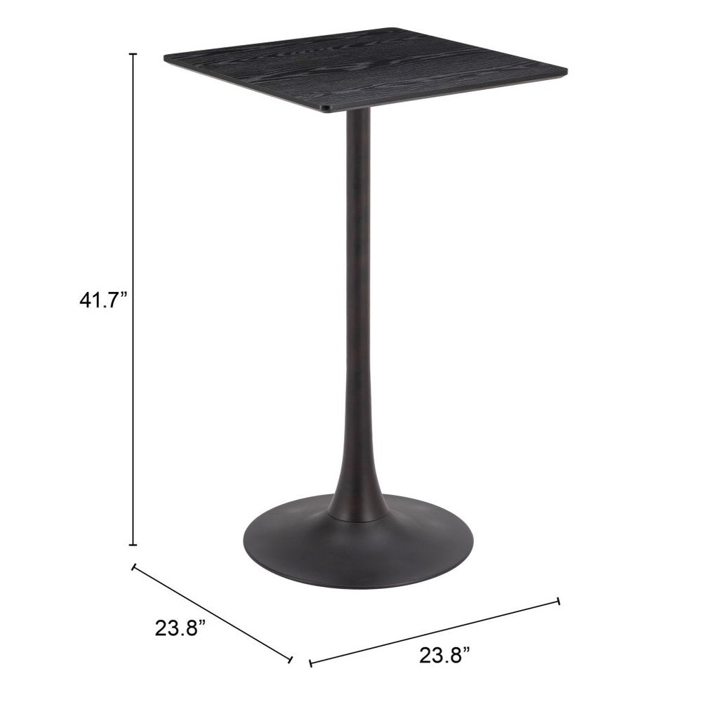 24" Black Wood and Steel Square Bar Table
