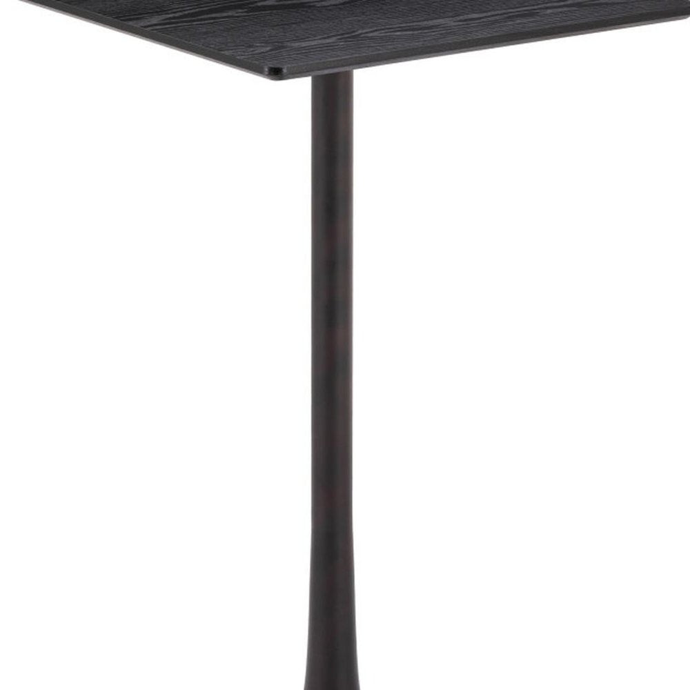 24" Black Wood and Steel Square Bar Table