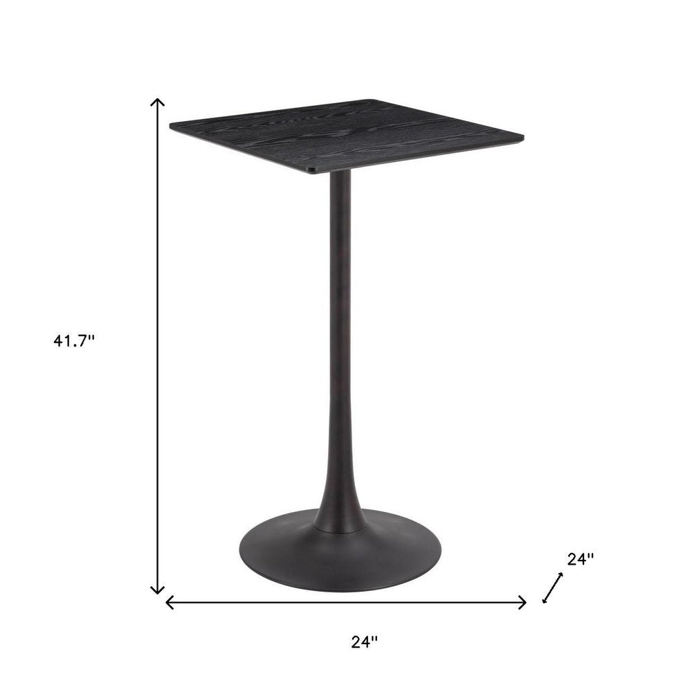 24" Black Wood and Steel Square Bar Table