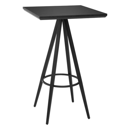 26" Black Wood and Steel Square Bar Table