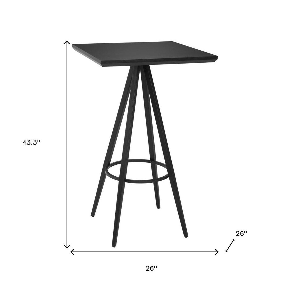 26" Black Wood and Steel Square Bar Table