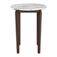 32" White and Brown Faux Marble and Solid Wood Rounded Bar Table