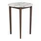32" White and Brown Faux Marble and Solid Wood Rounded Bar Table