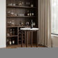 32" White and Brown Faux Marble and Solid Wood Rounded Bar Table