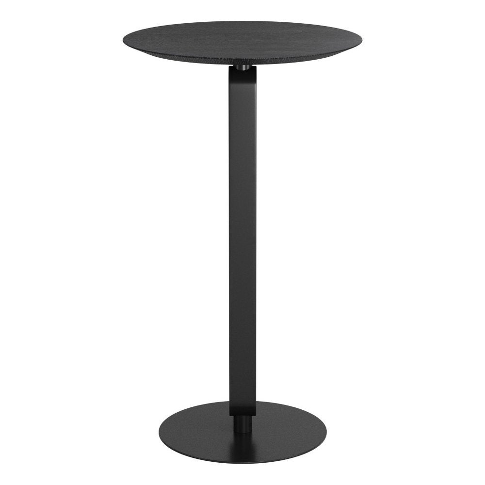 24" Black Wood and Steel Rounded Bar Table