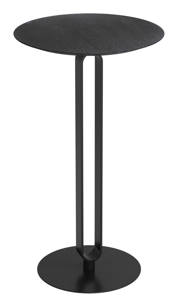 24" Black Wood and Steel Rounded Bar Table