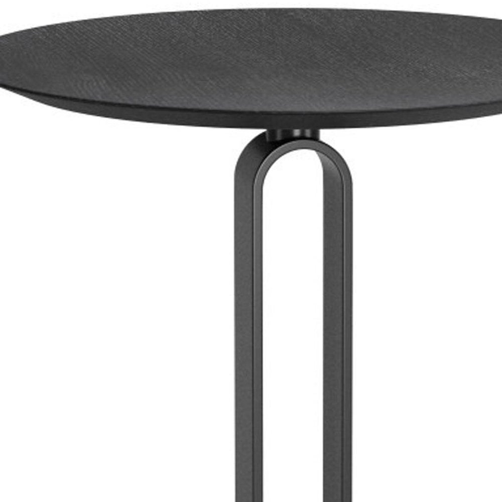 24" Black Wood and Steel Rounded Bar Table