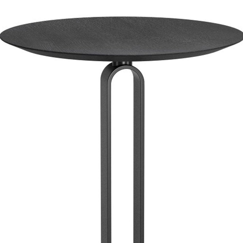 24" Black Wood and Steel Rounded Bar Table