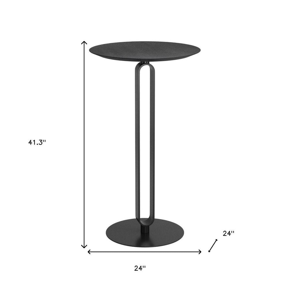 24" Black Wood and Steel Rounded Bar Table