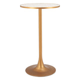 24" Beige and Gold Faux Terrazzo and Steel Rounded Bar Table
