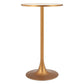 24" Beige and Gold Faux Terrazzo and Steel Rounded Bar Table