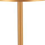 24" Beige and Gold Faux Terrazzo and Steel Rounded Bar Table