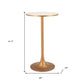 24" Beige and Gold Faux Terrazzo and Steel Rounded Bar Table