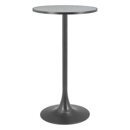 24" Gray and Black Faux Terrazzo and Steel Rounded Bar Table