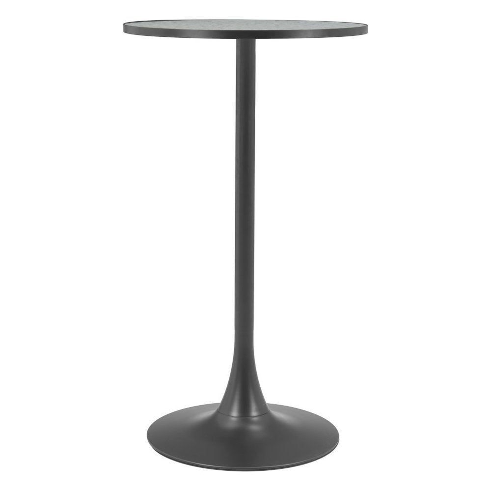 24" Gray and Black Faux Terrazzo and Steel Rounded Bar Table
