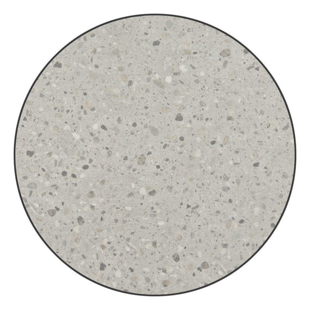 24" Gray and Black Faux Terrazzo and Steel Rounded Bar Table