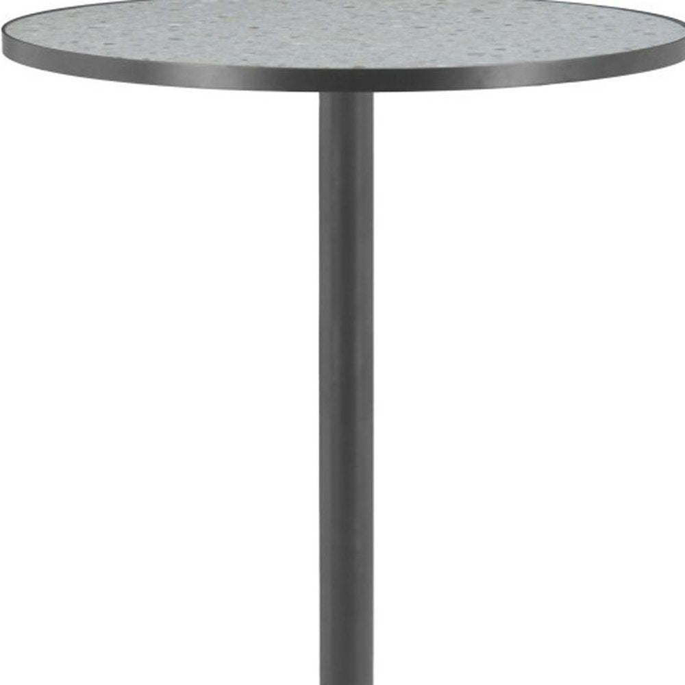24" Gray and Black Faux Terrazzo and Steel Rounded Bar Table