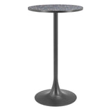 24" Black Faux Terrazzo and Steel Rounded Bar Table