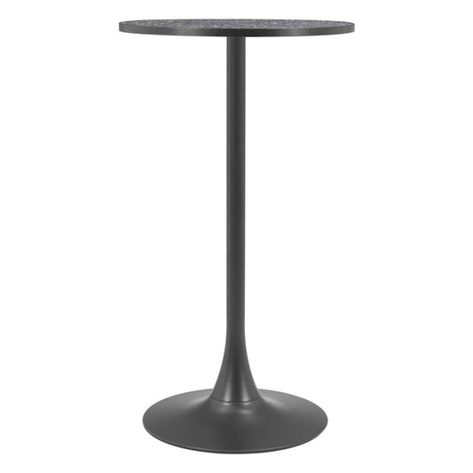24" Black Faux Terrazzo and Steel Rounded Bar Table
