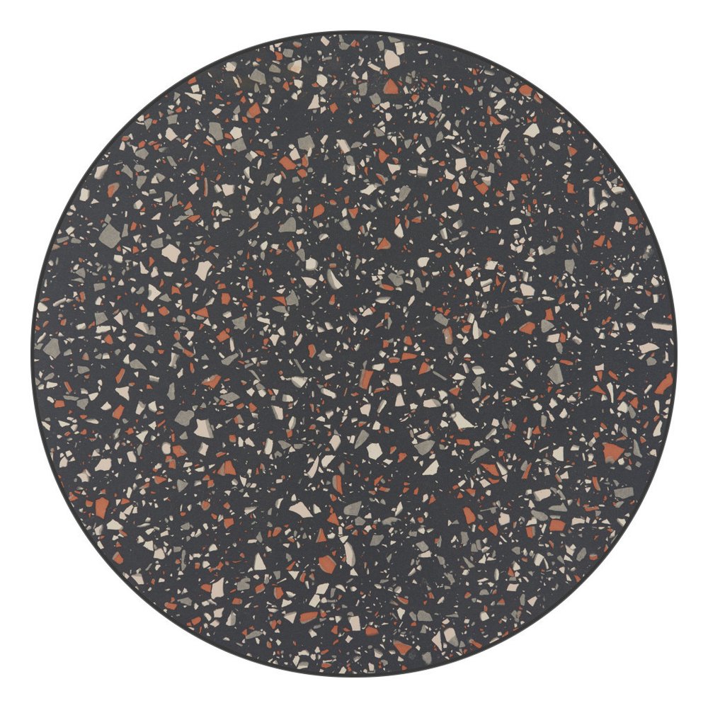 24" Black Faux Terrazzo and Steel Rounded Bar Table