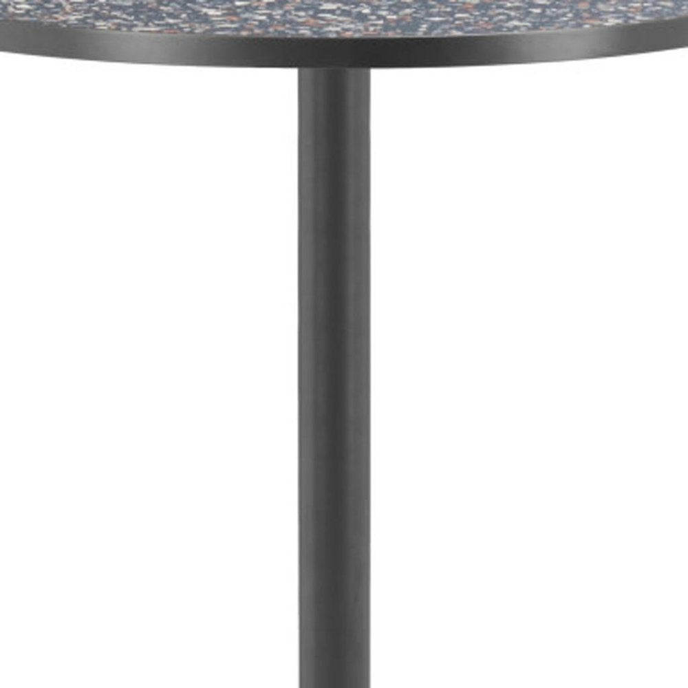 24" Black Faux Terrazzo and Steel Rounded Bar Table