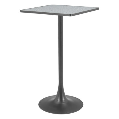 24" Gray and Black Faux Terrazzo and Steel Square Bar Table
