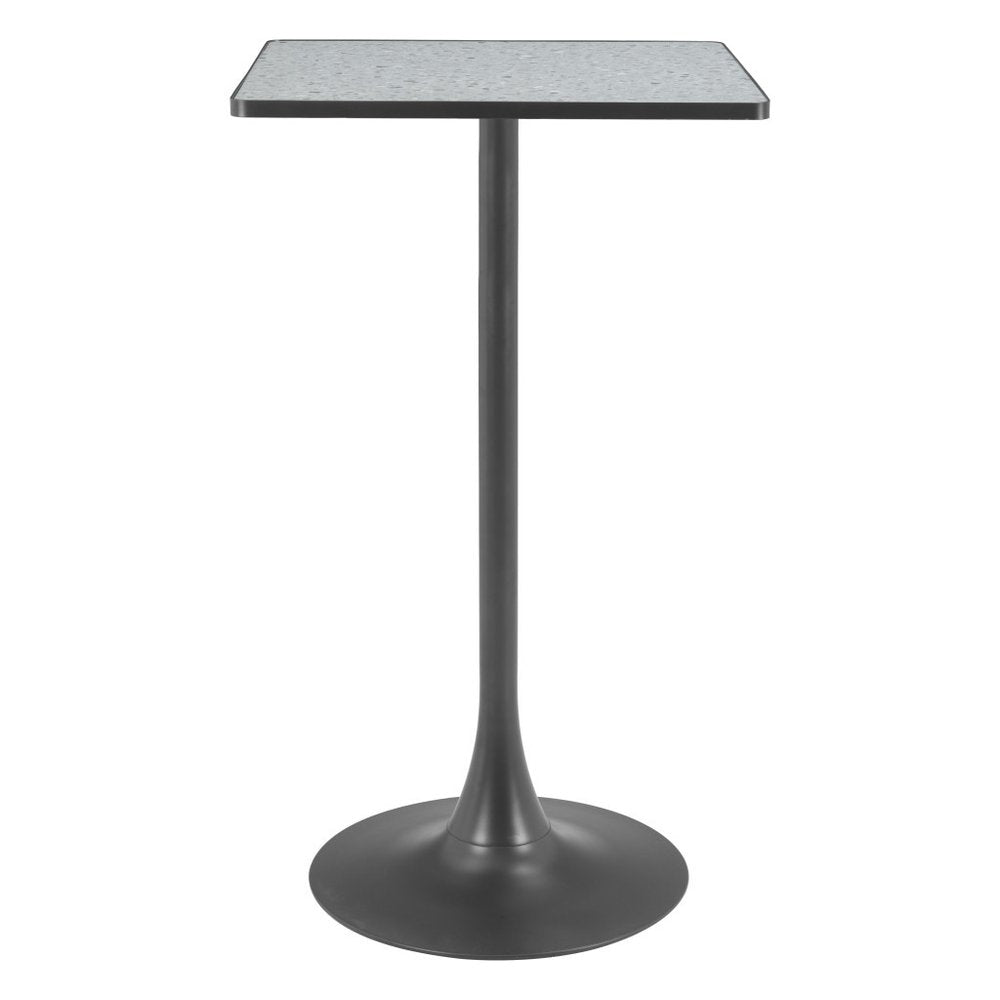 24" Gray and Black Faux Terrazzo and Steel Square Bar Table