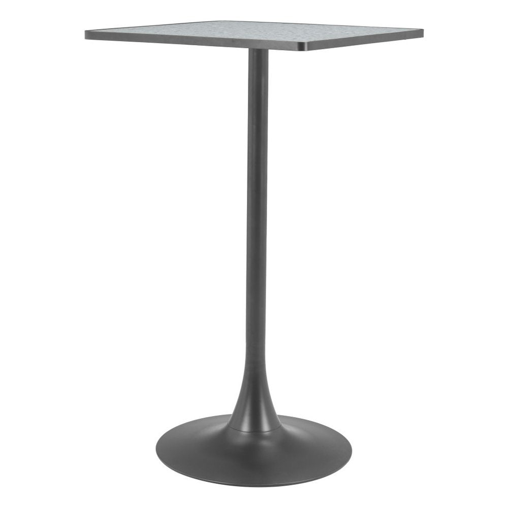 24" Gray and Black Faux Terrazzo and Steel Square Bar Table