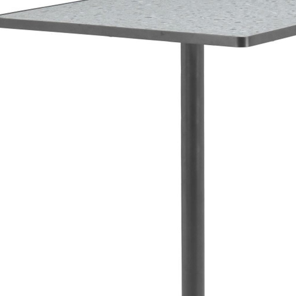 24" Gray and Black Faux Terrazzo and Steel Square Bar Table