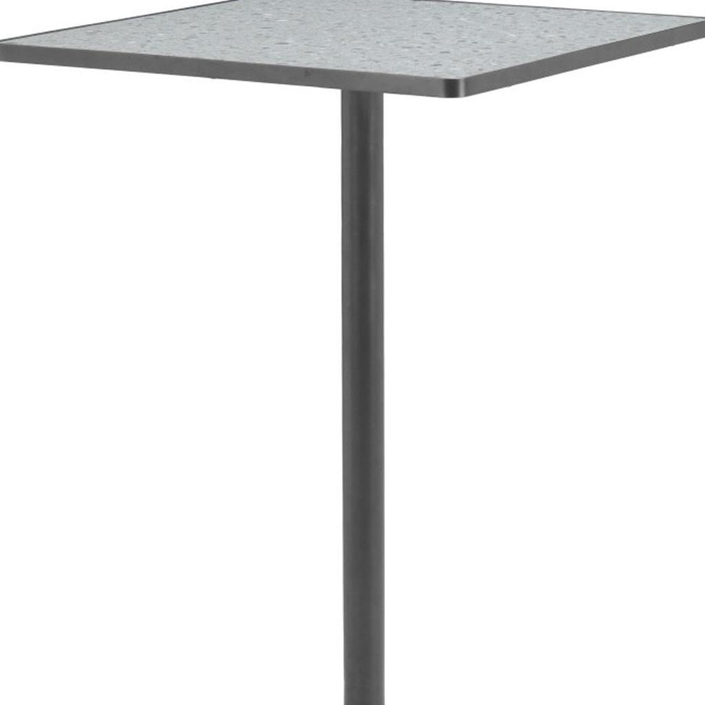 24" Gray and Black Faux Terrazzo and Steel Square Bar Table