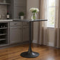 24" Black Faux Terrazzo and Steel Square Bar Table