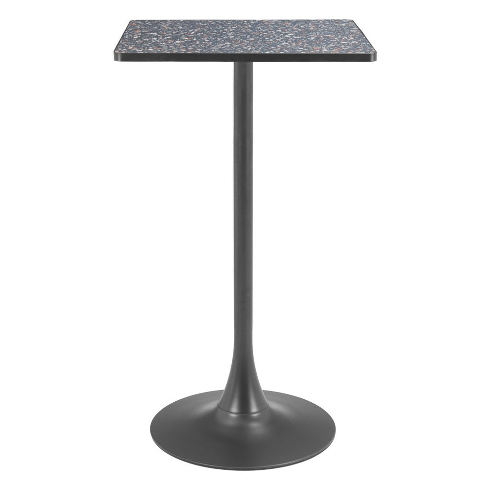 24" Black Faux Terrazzo and Steel Square Bar Table