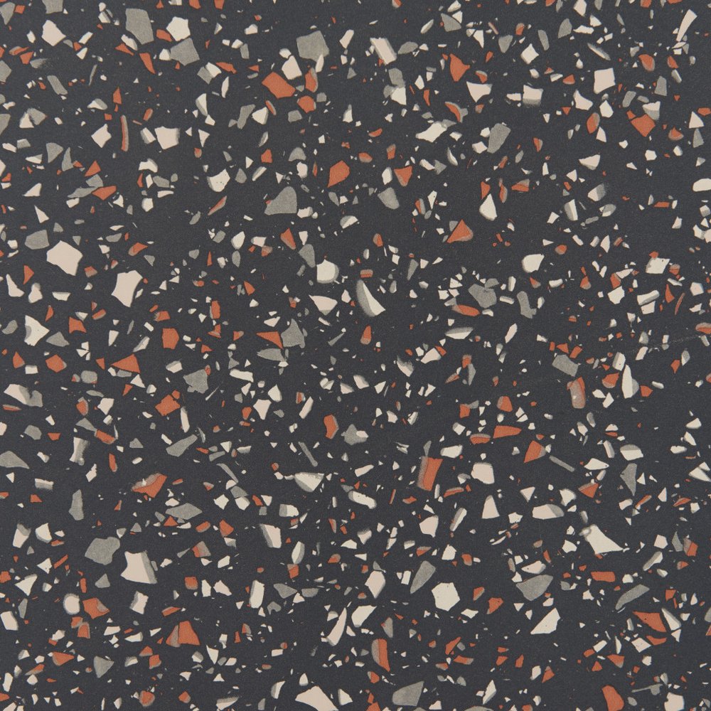 24" Black Faux Terrazzo and Steel Square Bar Table