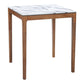 32" White and Natural Faux Marble and Solid Wood Square Bar Table